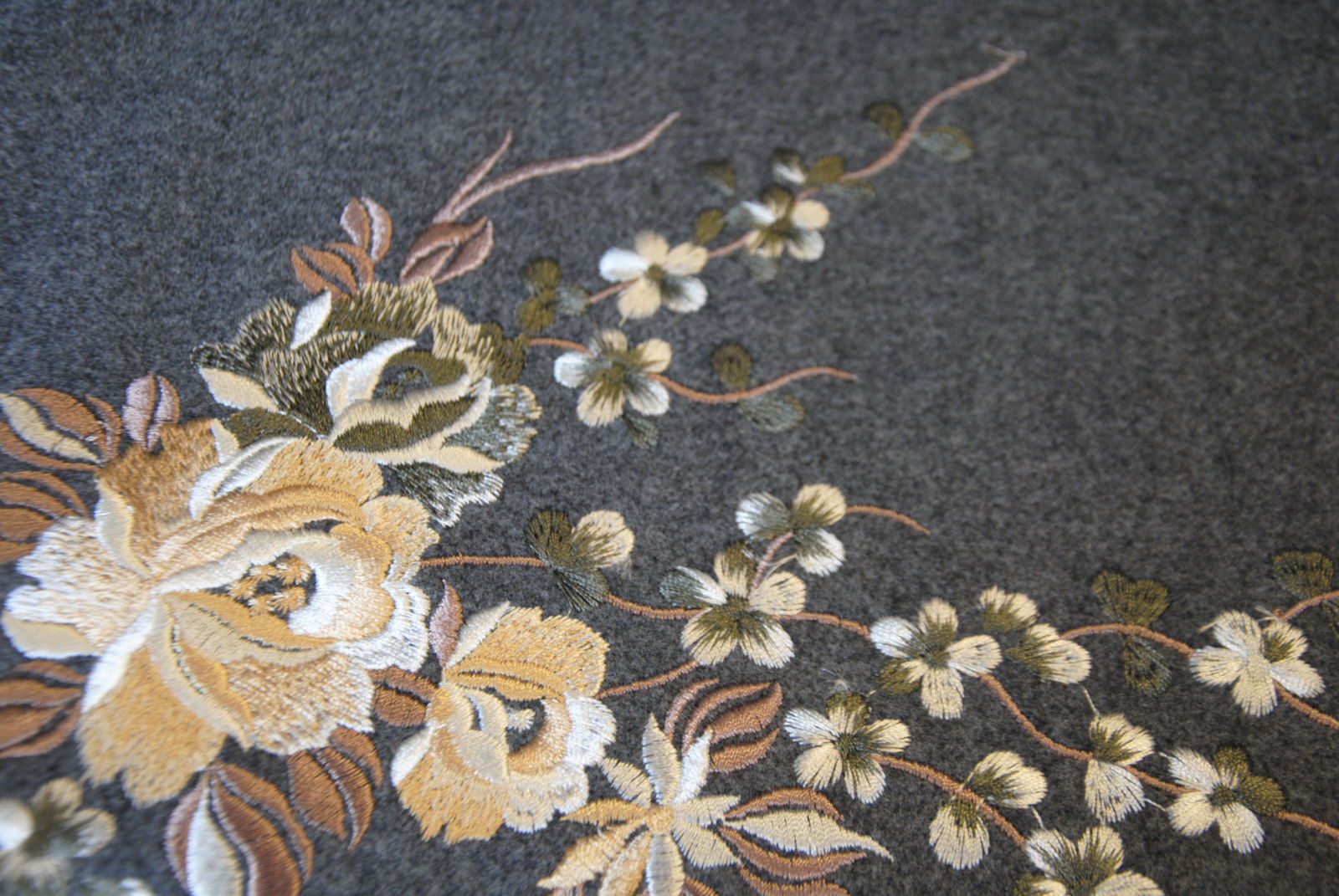 Tessuto per cappotti - imitazione ricamo fiori di prato Antonia