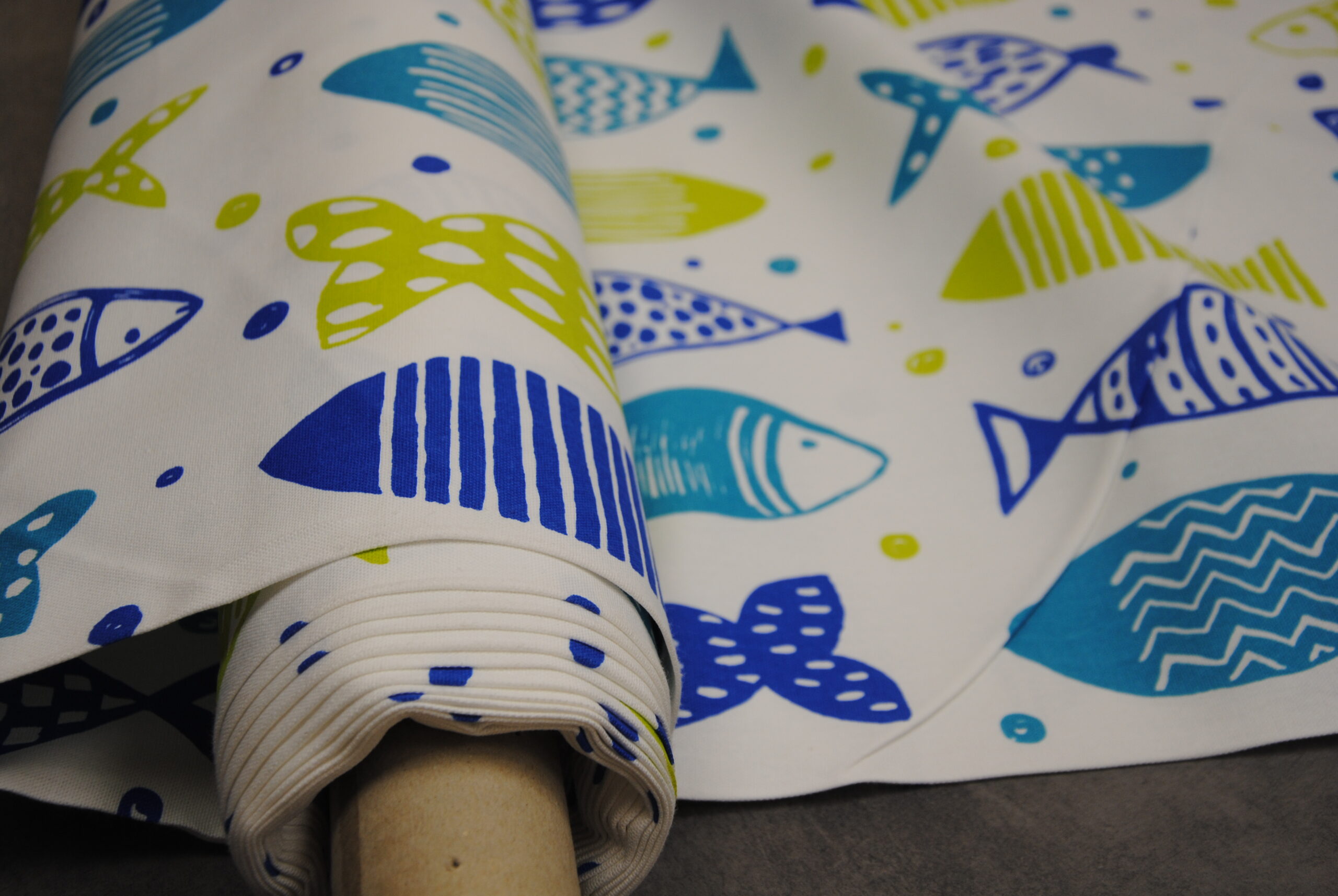 panama stampa 5 scaled Fish & Color   cotone panama arredo